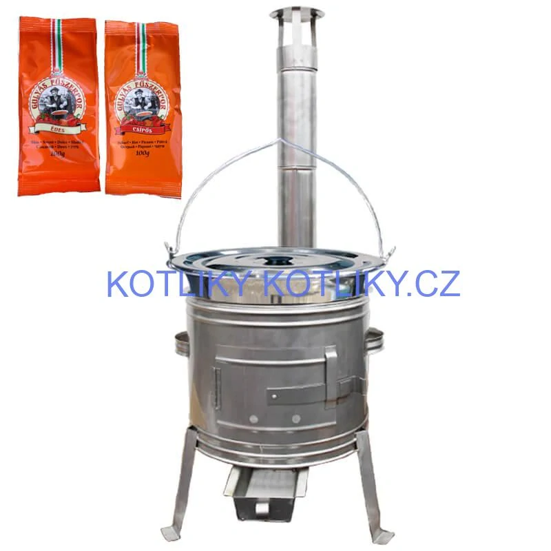 Nerezový kotlík 22 L (0,8 mm) INOX + Nerezová kotlina 42 INOX + paprikový pepř na guláš - MIX 100 g