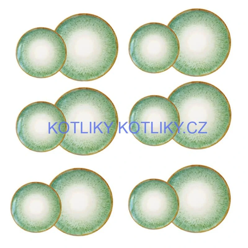 Souprava keramických talířů 18 ks GREEN