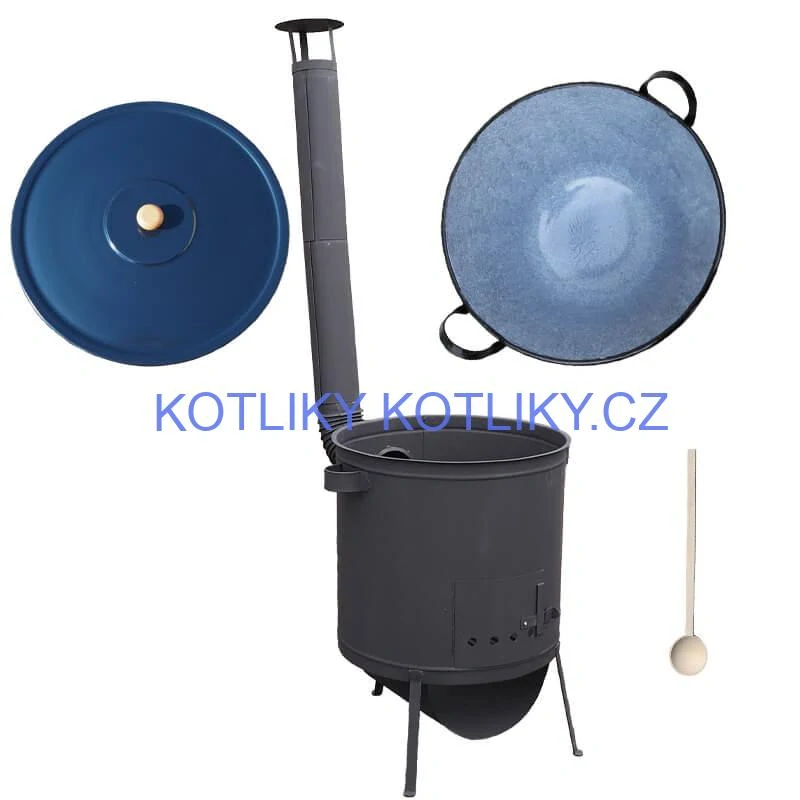 Smaltovaný kotel 60 L na zabijačku + žáruvzdorná kotlina 53 PLUS 600 4 MM + vařečka