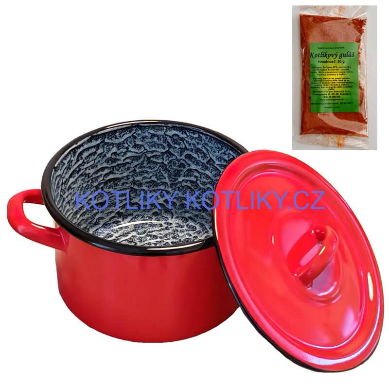 Smaltovaný hrnec s poklicí COMBI 3 l + směs koření na kotlíkový guláš 50 g