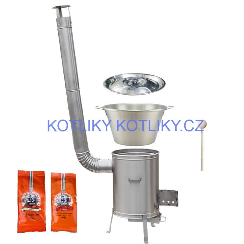 Nerezový kotel 40 L + nerezová kotlina 45 cm LUX + paprikové koření na guláš