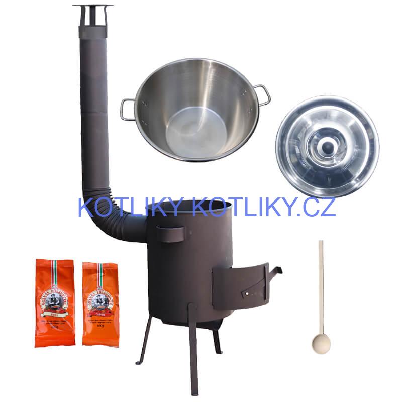 Nerezový kotel 40 L + žáruvzdorná kotliny 45 cm PLUS 600 4 MM + paprikové koření na guláš