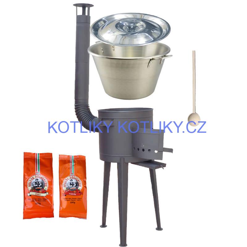 Nerezový kotel 40 L + vysoká kotlina 47 cm (2,0 mm) HODO Plus 600 + paprikové koření na guláš