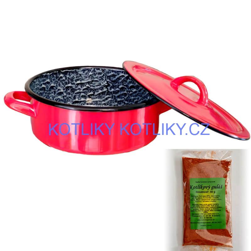 Smaltovaný kastrol poklicí COMBI 2 l + směs koření na kotlíkový guláš 50 g