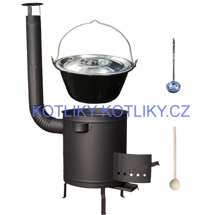 Smaltovaný kotlík 16 L (1,2 mm) + hrubostěnná (1,5 mm) a žáruvzdorná kotlina 39 PLUS 600