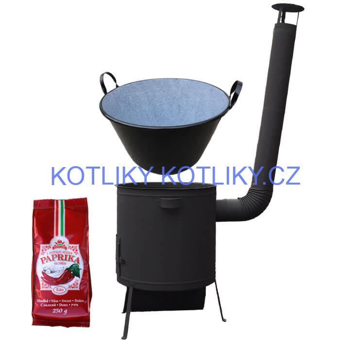 Zabijačkový smaltovaný kotel 100 L, žáruvzdorná kotlina 42 PLUS 600 4 MM + sladká paprika GURMÁN 250 g