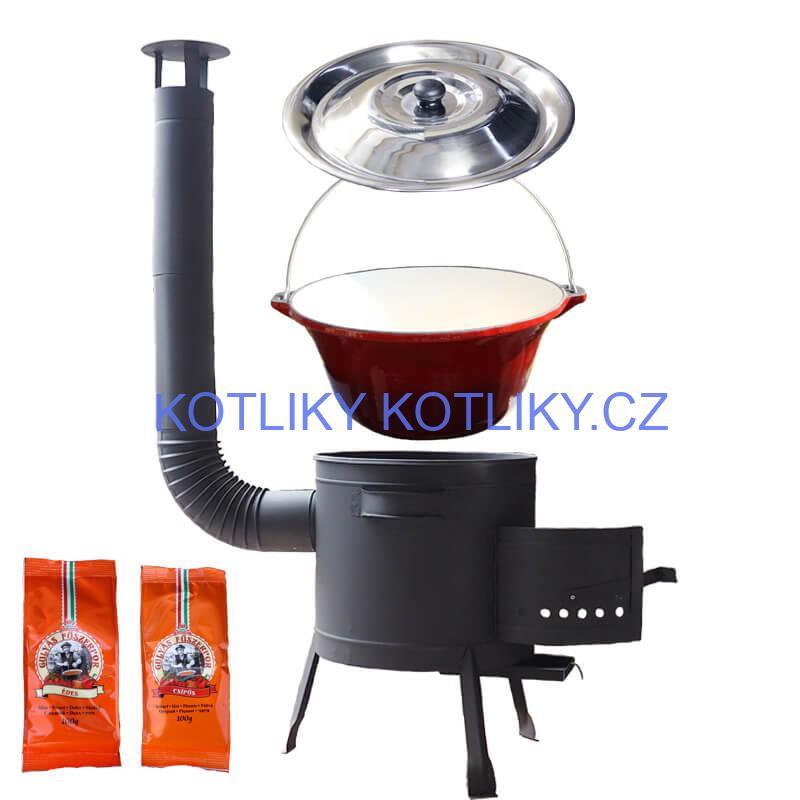 Litinový kotlík se smaltovanou úpravou 22 L + nízká kotlina 42 PLUS 600 + paprikový pepř na guláš - MIX 100 g