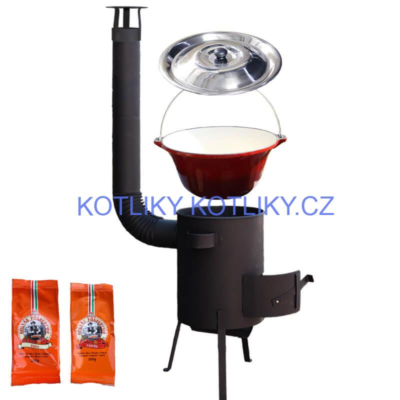 Litinový kotlík se smaltovanou úpravou 22 L + žáruvzdorná kotlina 42 PLUS 600 4 MM + paprikový pepř na guláš - MIX 100 g