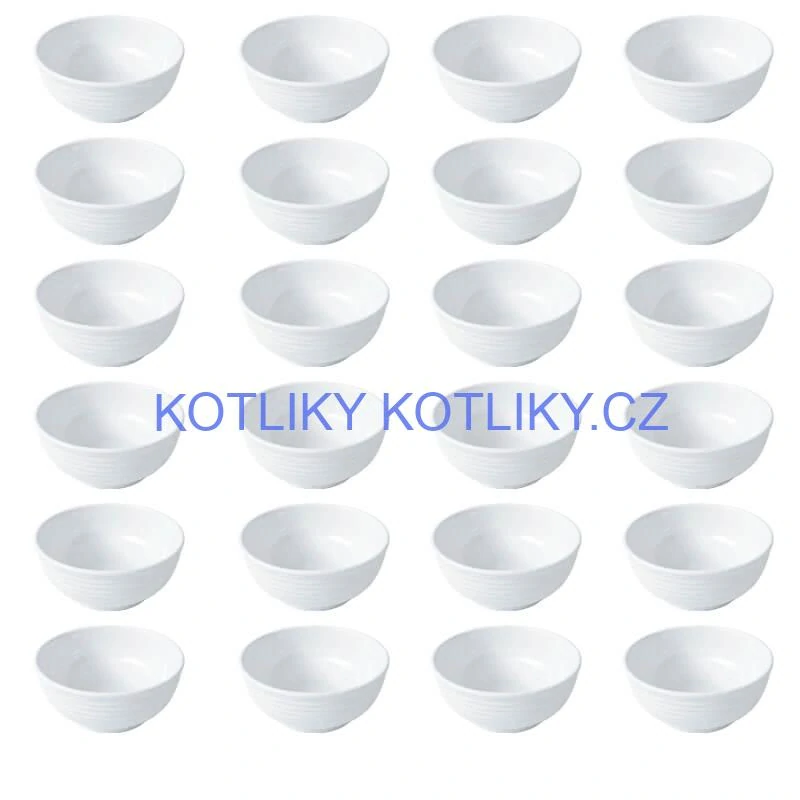 Sada 24 ks: Prémiové bílé misky s kamennou strukturou (750 ml)