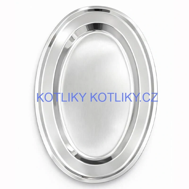 Nerezový oválný podnos (40,5cm) – Odolný servírovací tác na maso i koláče