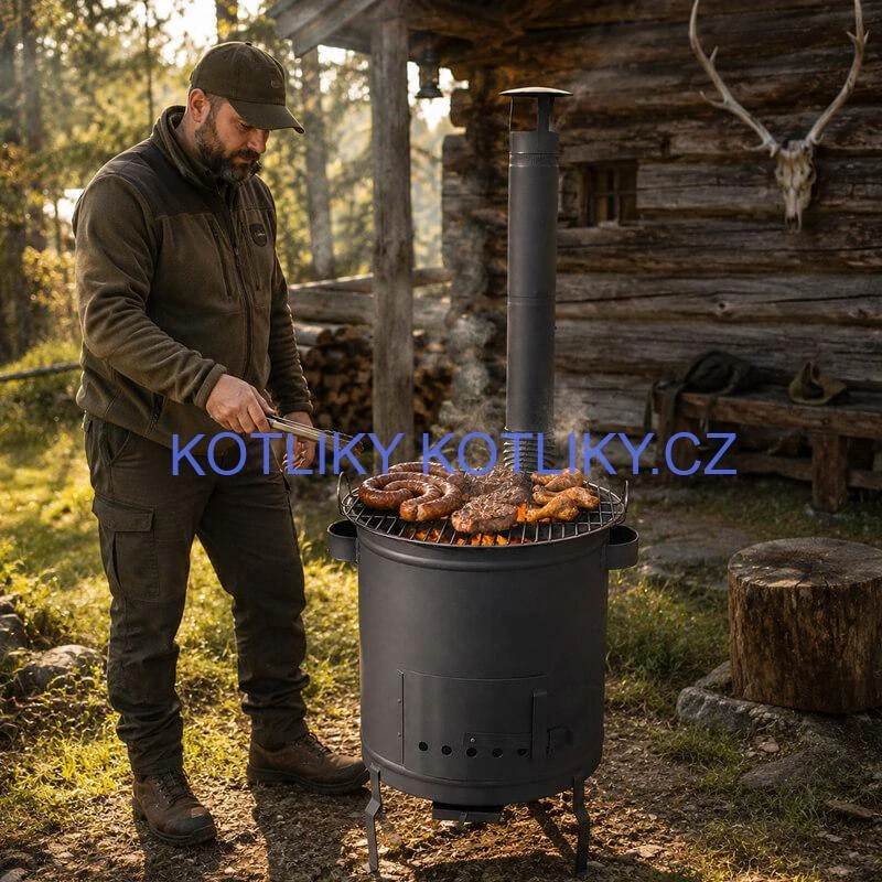 Nerezový grilovací rošt 51 cm s madly k ohništi