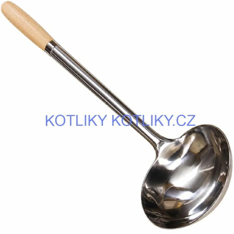 Nerezová naběračka 250 ml s dřevěnou rukojetí – délka 51,5 cm