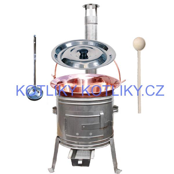Měděný kotlík 20 L + nerezová kotlina 39 cm TOPLUX