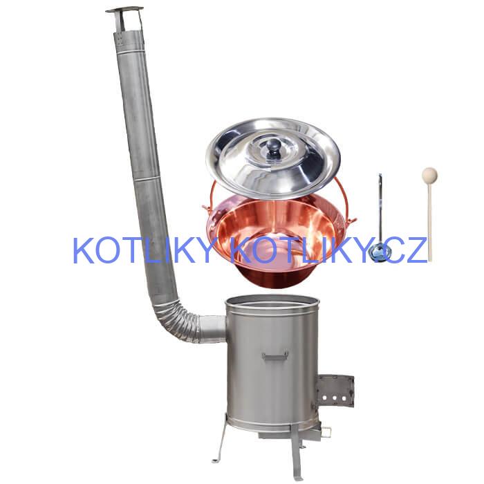 Měděný kotlík 20 L + nerezová kotlina 42 cm + LUX
