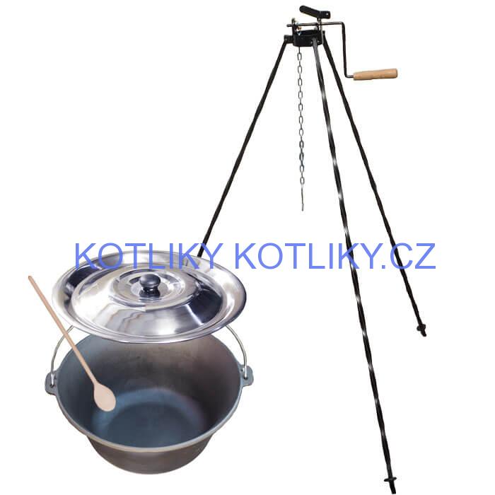 Litinový kotlík 7,2 L + stojan s kladkou VAR