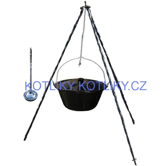 Smaltovaný kotlík 8 L poklice + trojnožka 1,20 m