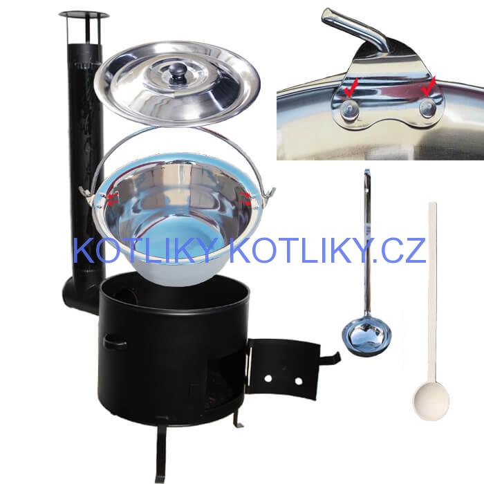 Smaltovaný kotlíkový set 36 cm + zesílený nerezový kotlík 15 L
