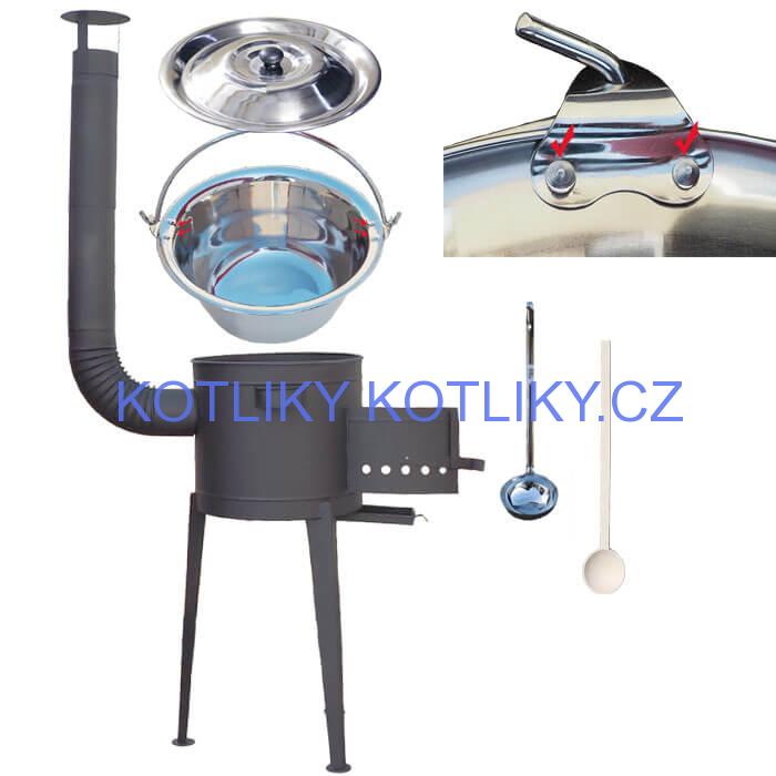 Nerezový kotlík 30 L (0,8 mm) s nýty + vysoká kotlina 45 cm PLUS 600
