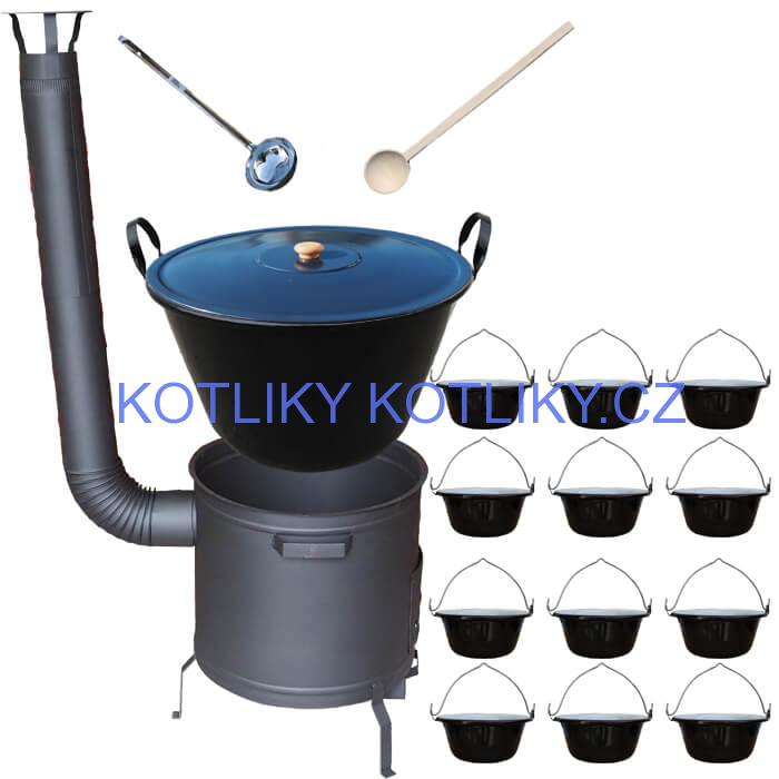 Smaltovaný kotel 50 L + servírovací kotlíky (12 ks) PLUS 600