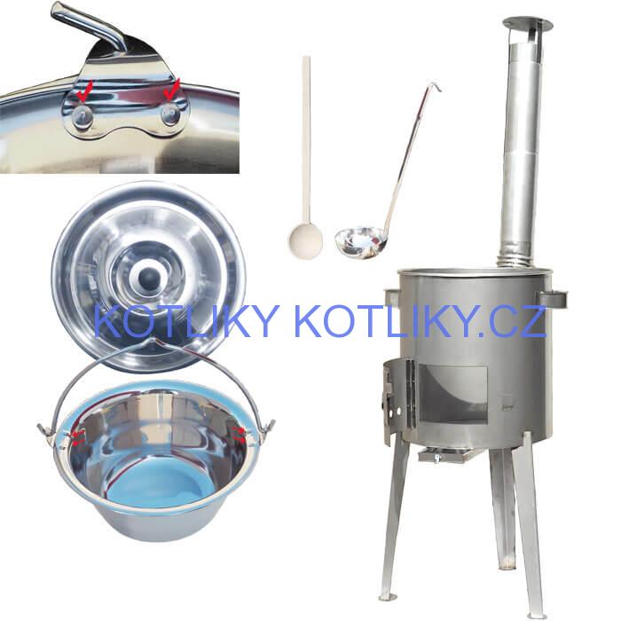 Nerezový kotlík (Zesílený) 30 L + nerezová kotlina 45 cm LUXUS