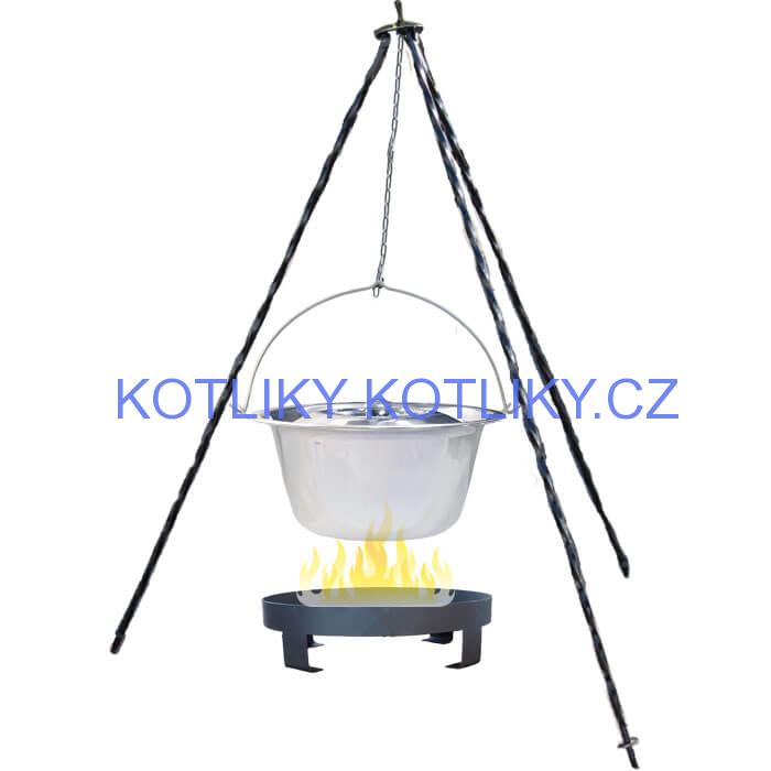 Nerezový kotlík 14 L (0,8 mm) + Ohnisko + stojan 1,2 m