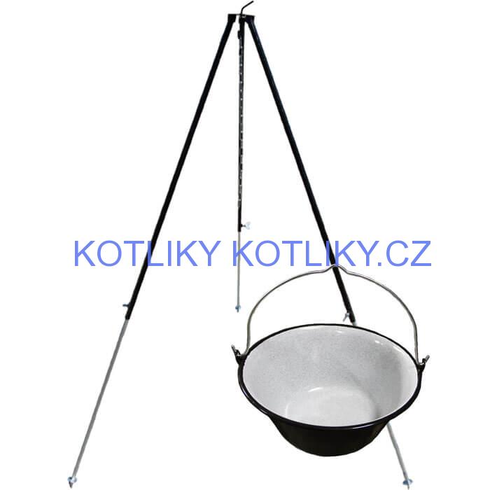 Smaltovaný kotlík 50 L + teleskopicka trojnožka 1,7 m