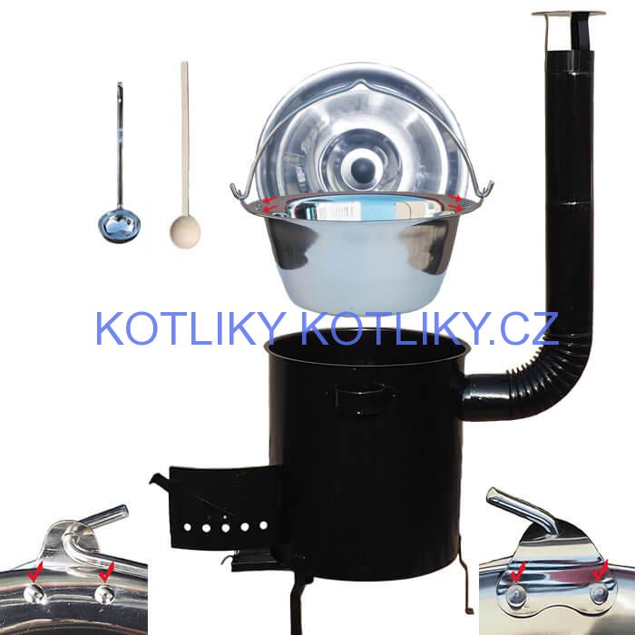 Nerezový kotlík 30 L (0,8 mm) zesílený s nýty + hrubostěnná (1,5 mm) kovová kotlina 45 STRONG