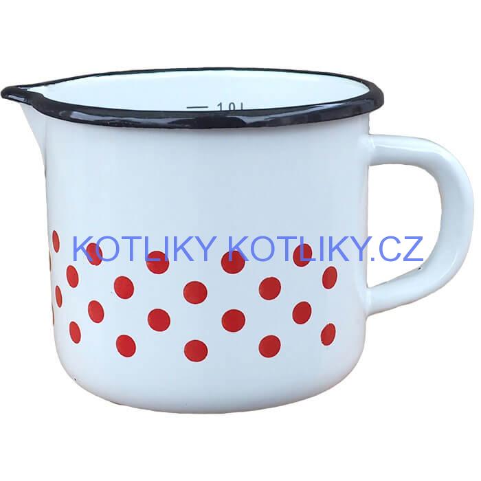 Smaltovaný hrnek s výlevkou 1 L - tečkovaný