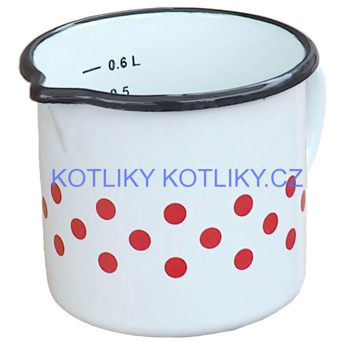 Smaltovaný hrnek s ouškem 0,6 L - tečkovanou