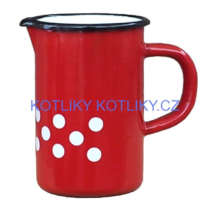 Smaltovaný hrnek s ouškem 0,5 L - červený, vysoký