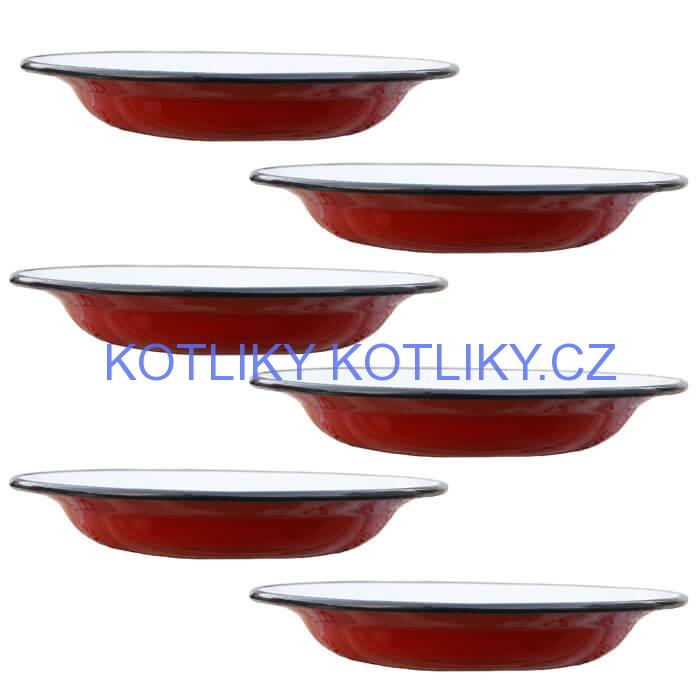 Souprava smaltovaných mělkých talířů 22 cm 6 ks