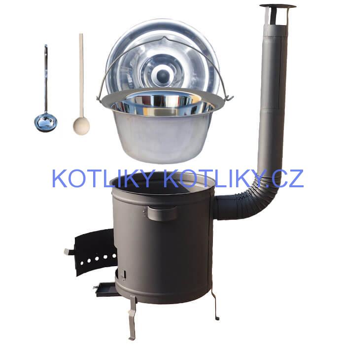 Nerezový kotlík 14 L (0,8 mm) + hrubostěnná (1,5 mm) a žáruvzdorná kotlina 36 PLUS 600
