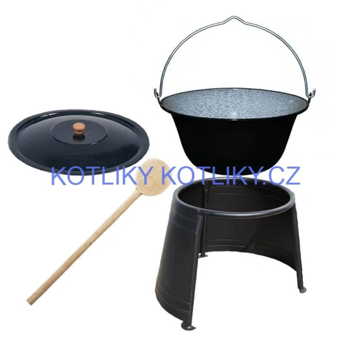 Smaltovaný kotlík 8 L (1,2 mm) + poklice + chránič plamene