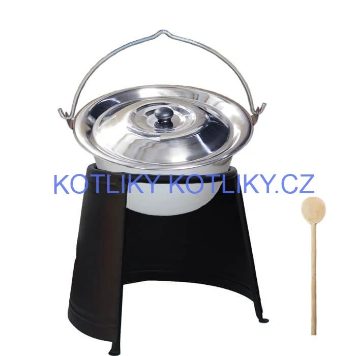 Nerezový kotlík 10 L (0,8 mm) + poklice + chránič plamene