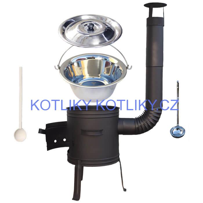 Nerezový kotlík 10 L (1,2 mm) INOX + žáruvzdorná kotlina 33 cm PLUS 700