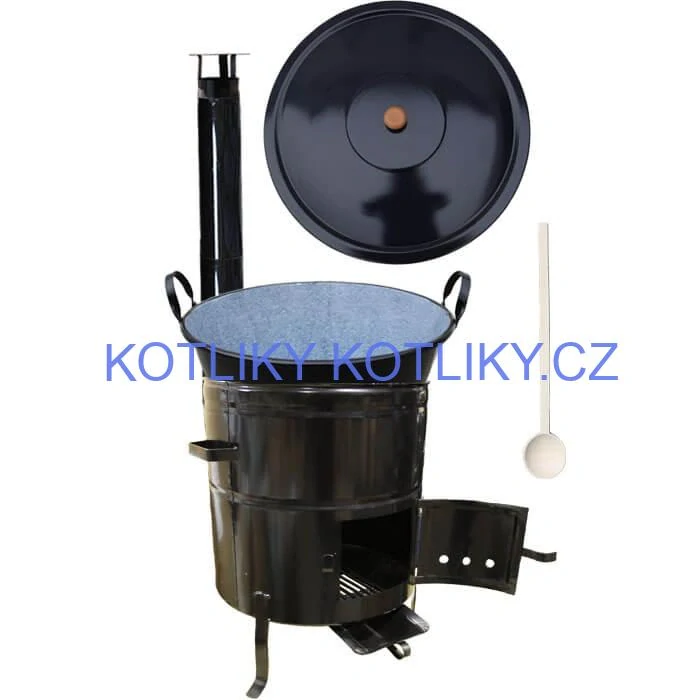 Zabijačkový smaltovaný kotel 50 L + kovová kotlina 50 cm + kouřovod