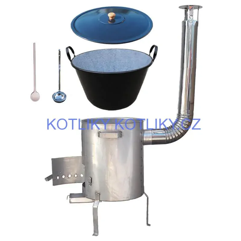 Zabijačkový smaltovaný kotel 50 L + nerezová kotlina 1,5 mm 50 cm STRONG EXCLUSIVE