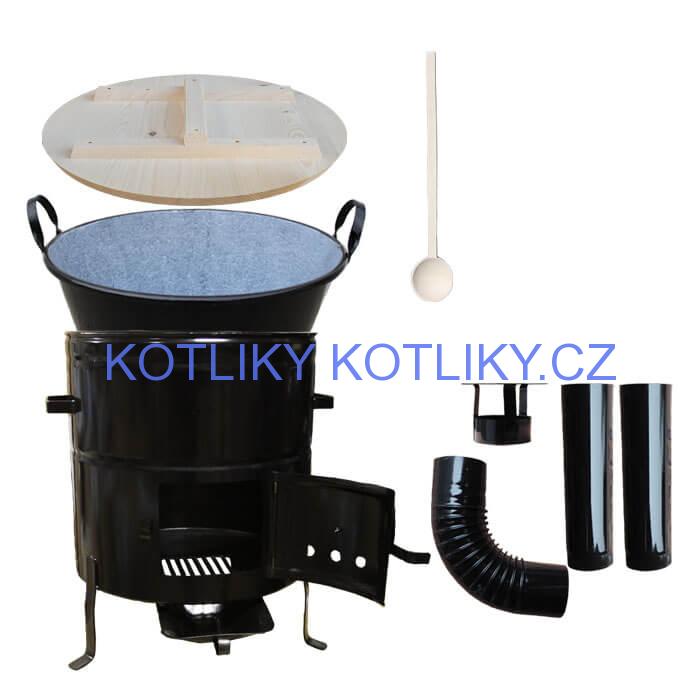 Zabijačkový smaltovaný kotel 100 L + kovová kotlina 60 cm + vařečka