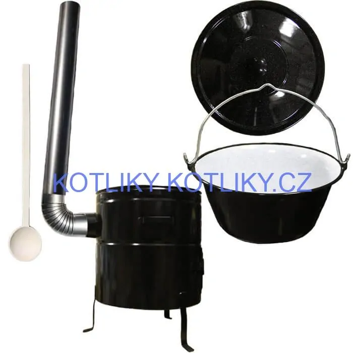 Smaltovaný kotlík 30 L (1,2 mm) + kovová kotlina 50 CLASSIC (KOV) + kouřovod Max Party