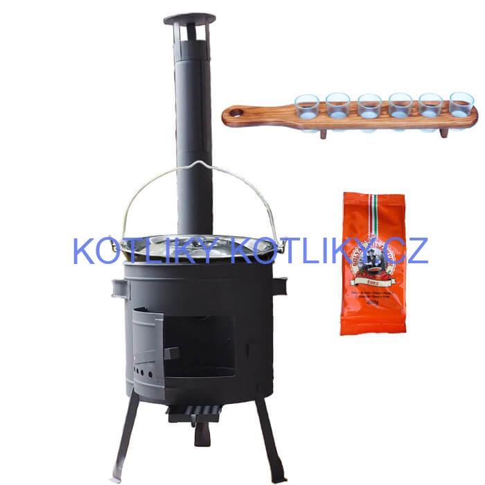 Smaltovaný kotlík 20 L (1,2 mm) + pepř + štamperlíky + nízká žáruvzdorná kotlina (0,8 mm) 42 PLUS 600