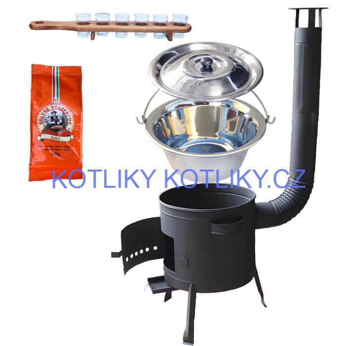 Nerezový kotlík 22 L (0,8 mm) + korenie + štamperlíky + nízka žiaruvzdorná kotlina (0,8 mm) 42 PLUS 600