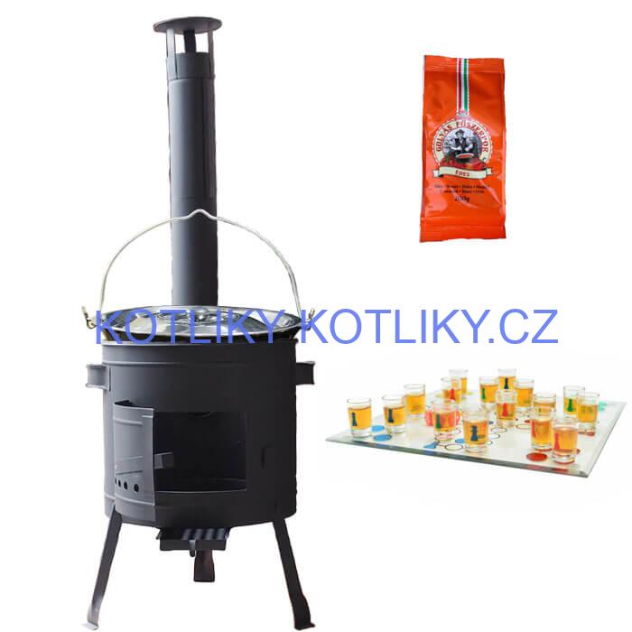 Smaltovaný kotlík 20 L (1,2 mm) + pepř + člověče pi už + nízká žáruvzdorná kotlina 42 PLUS 600