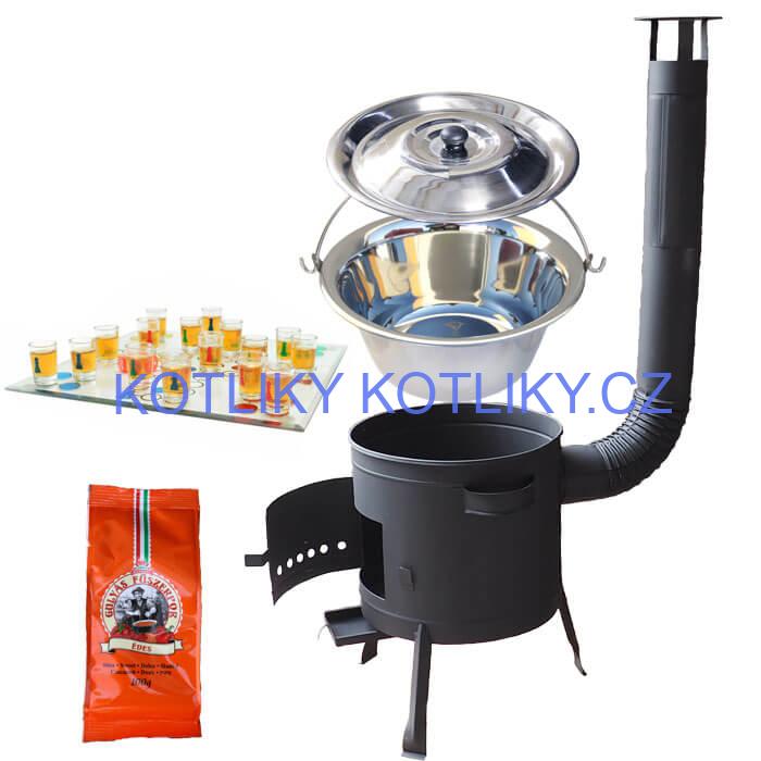 Nerezový kotlík 22 L (0,8 mm) + pepř + člověče pi už + nízká žáruvzdorná kotlina 42 PLUS 600