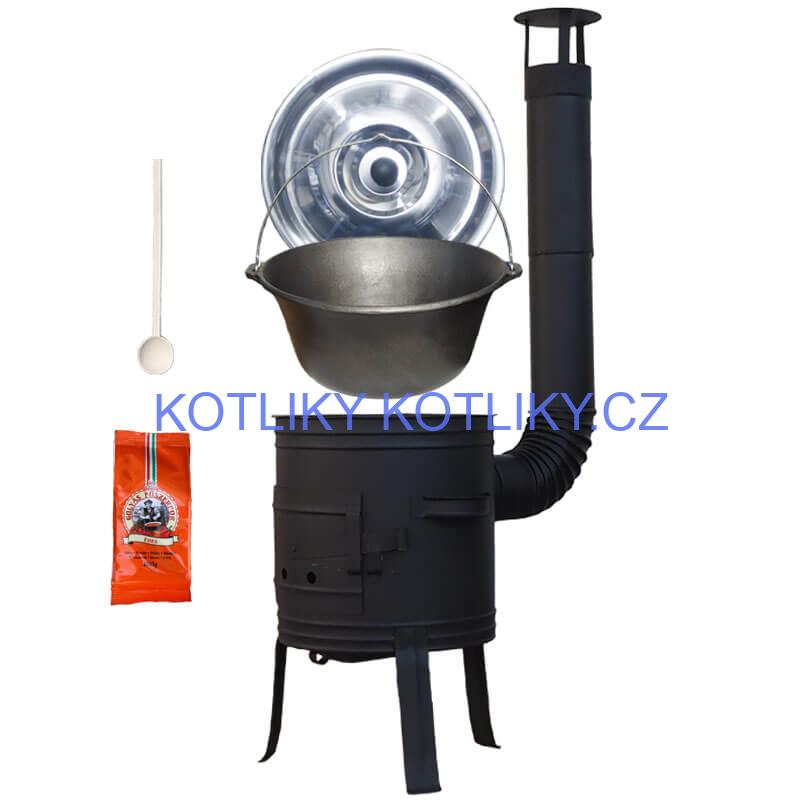 Litinový kotlík 10,8 L + kotlina 33 cm (1 mm) + žáruvzdorná barva Plus 700