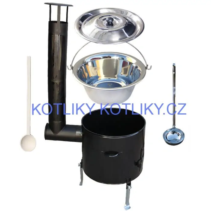 Nerezový kotlík 10 L + smaltovaná kotlina 31 Easy party