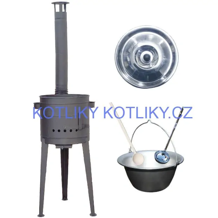 Nerezový kotlík 20 L (1,5 mm) + vysoká žáruvzdorná kotlina (2,0 mm) HODO 42 cm PLUS 600 + vařečka + naběračka