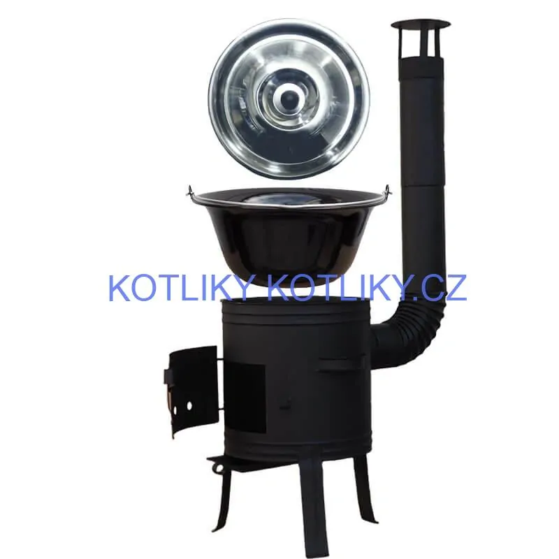 Smaltovaný kotlík 11 L BLACK + nerezová poklice INOX + žáruvzdorná kotlina 33 cm Plus 700