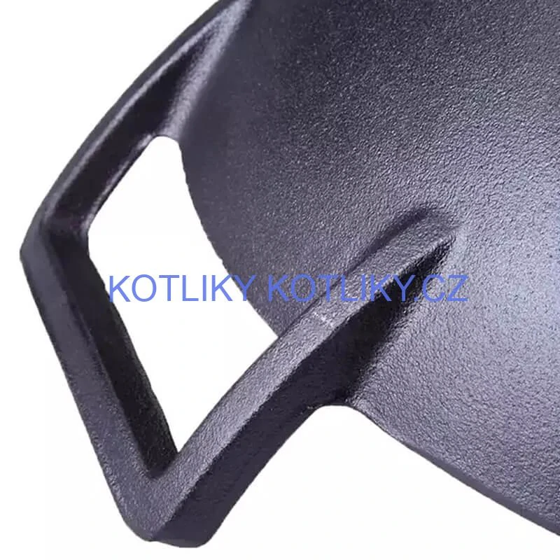 Litinový čínský wok 36,5 cm s dřevěnou poklicí