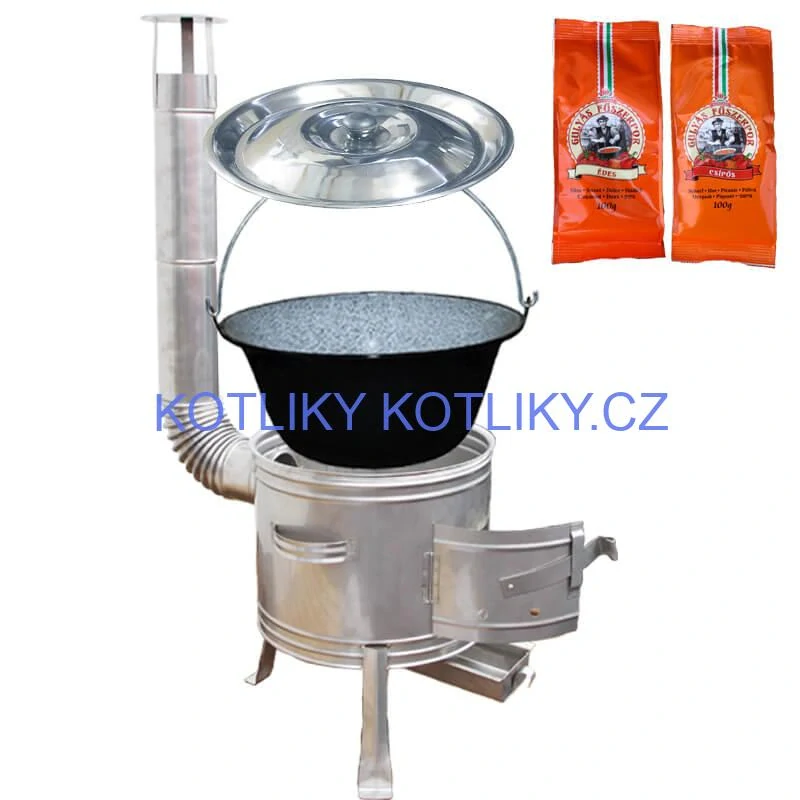 Smaltovaný kotlík 22 L + Nerezová kotlina 42 INOX + paprikový pepř na guláš - MIX 100 g