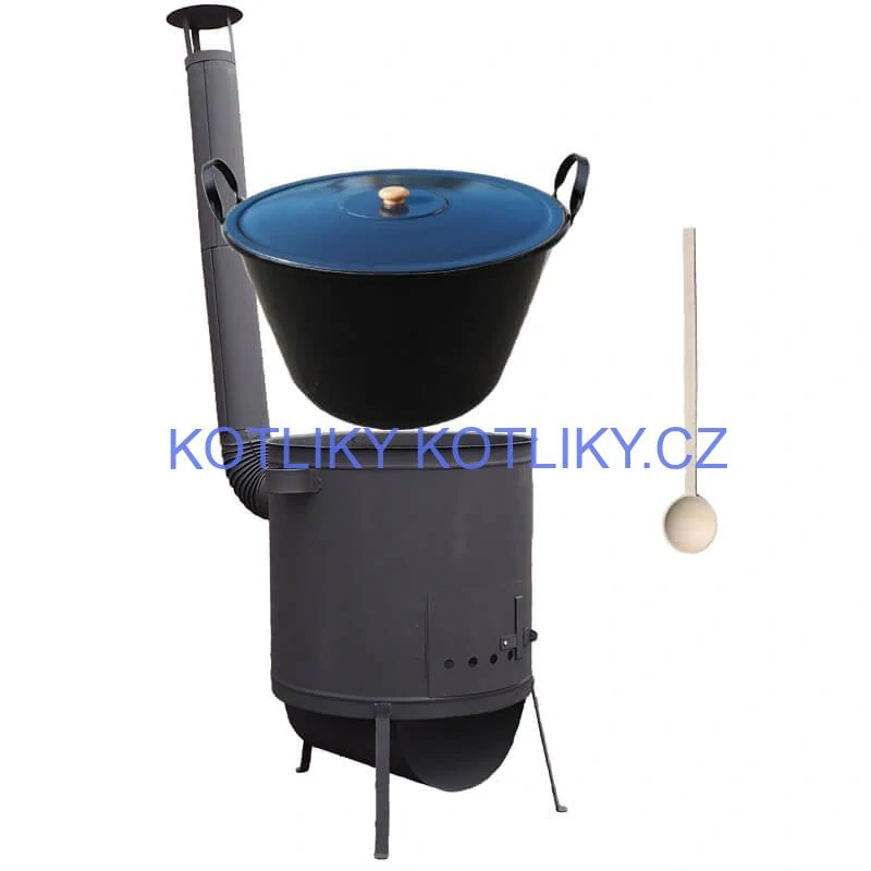 Smaltovaný kotel 60 L na zabijačku + žáruvzdorná kotlina 53 PLUS 600 4 MM + vařečka